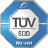 The TÜV SÜD logo, representing compliance with ISO 14001 standards for environmental management.