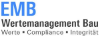 Logo of EMB Wertemanagement Bau, highlighting values: Values, Compliance, Integrity.