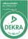 Green DEKRA certification badge indicating quality or approval for services.